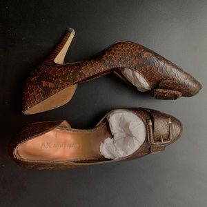 NWOT Anne Klein Brown Faux Snakeskin Heels - Dark Academia